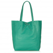 Geanta shopper din piele naturala DiAmanti Luisa Verde Menta